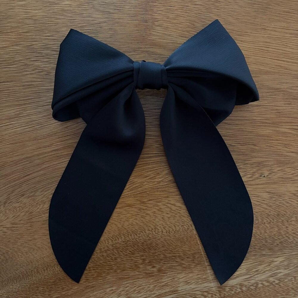 Oversized Black Satin Hair Bow